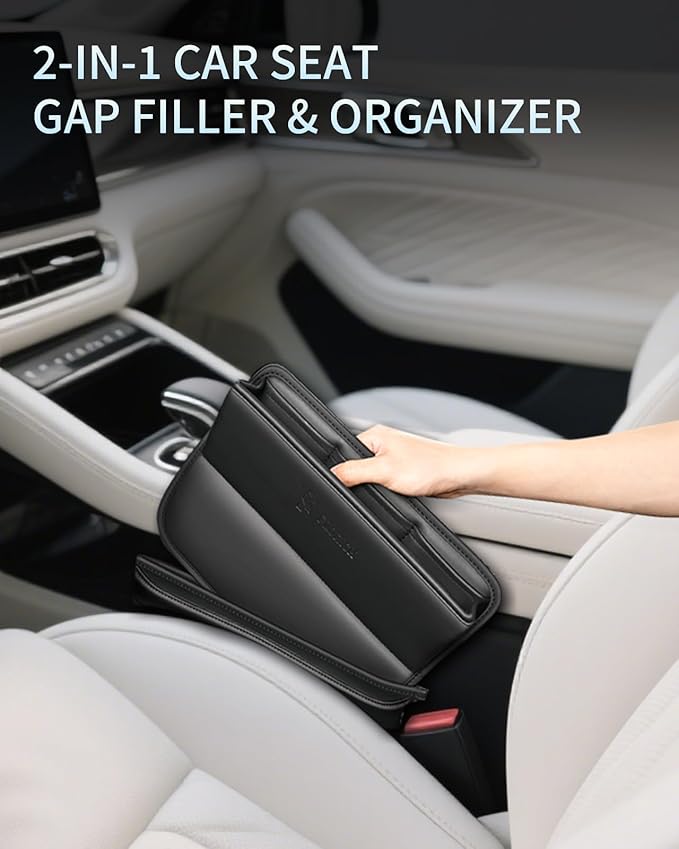 FLORICH Car Seat Gap Filler Organizer, 2-in-1 Seats Gap Filler Organizer and Storages Between Seat Car Gap Filler, Car Organizer Front Seat Universal Fit for Car SUV Truck Black 2 Pack