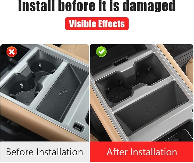 Center Console Storage Box for 2025-2026 Land Rover Defender 90 110 130 Wireless Charging Mat Cup Holder Interior Storage Silicone Mat Tuning Supplies Accessories (2025 Defender (Black))