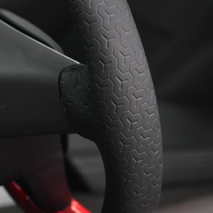 MEWANT DIY Embossed Faux Leather PU Carbon Fiber Steering Wheel Cover for Tesla Model Y Juniper Model3 Highland 2025