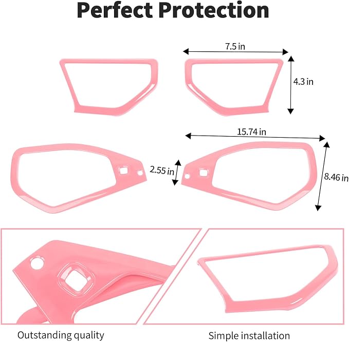 JWWY for Jeep JL Speaker Audio Player Trim Top & A Pillar Cover Trim for 2024-2025 Jeep Wrangler JL JLU & Gladiator JT 4xe Interior Accessories ABS 4PCS Pink