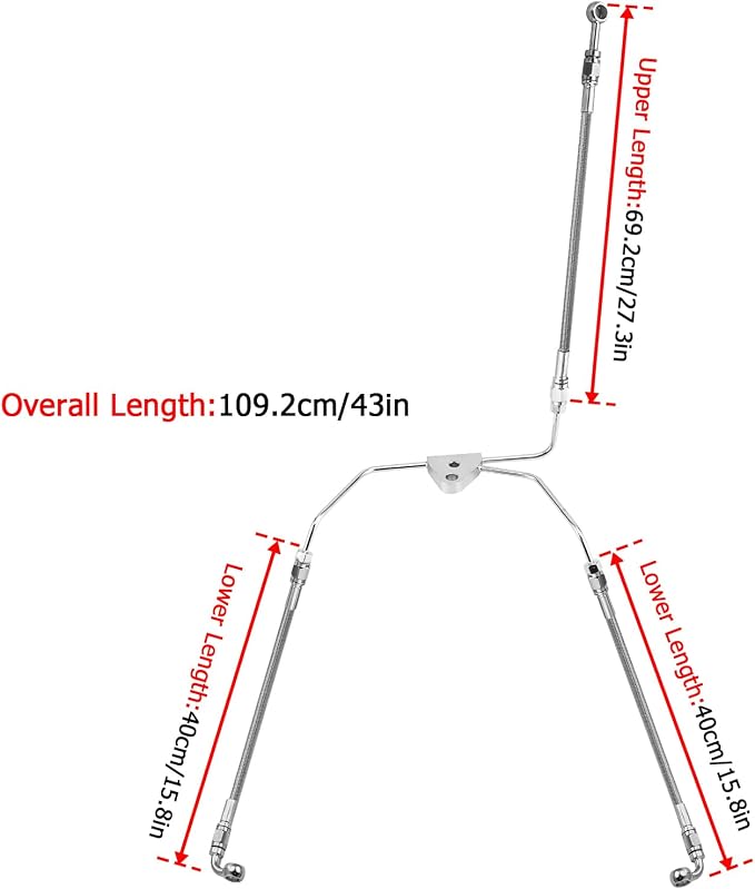 Mofun 43" Extended Length Non-ABS Hydraulic Front Brake Line Kit Stainless Steel Compatible with Harley Touring Street Glide Electra Road Glide Road King 2008-2013, Fit 10"-12"Handlebar Chrome