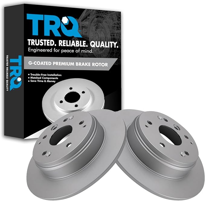 TRQ Rear Brake Rotor Set G Coated Solid Compatible with 2004-2008 Acura TL 2003-2011 Honda Element