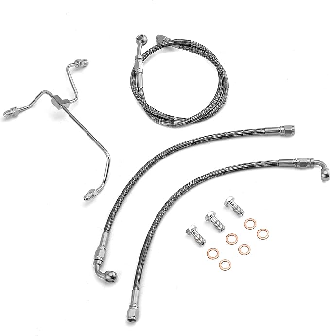 Mofun 64.75" Non-ABS Hydraulic Front Brake Line Kit Stainless Steel Compatible with Harley Touring Street Glide Road Glide Road King 2014-2023, Fit 12"-14" Handlebar Black