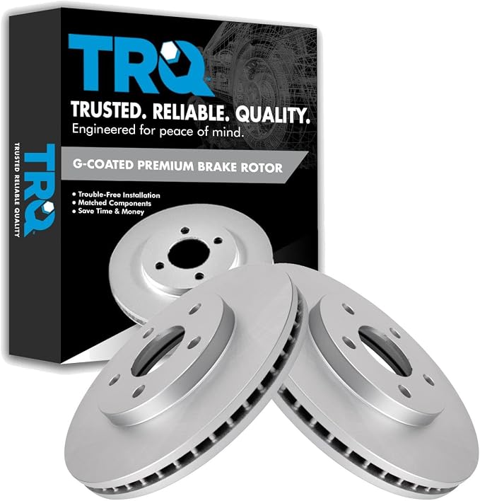 TRQ Front Brake Rotor Set G Coated Vented Compatible with 2006-2011 Chevrolet HHR