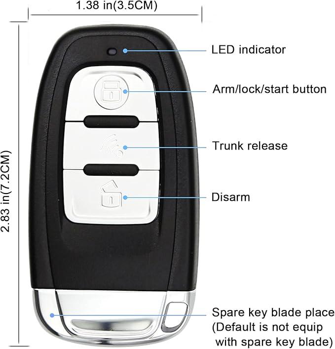 3T6B Passive Keyless Entry Car Alarm System PKE Engine Starter Push Button Vehicles Start/Stop Kit Safe Lock with 2 Smart Key (Upgrade)