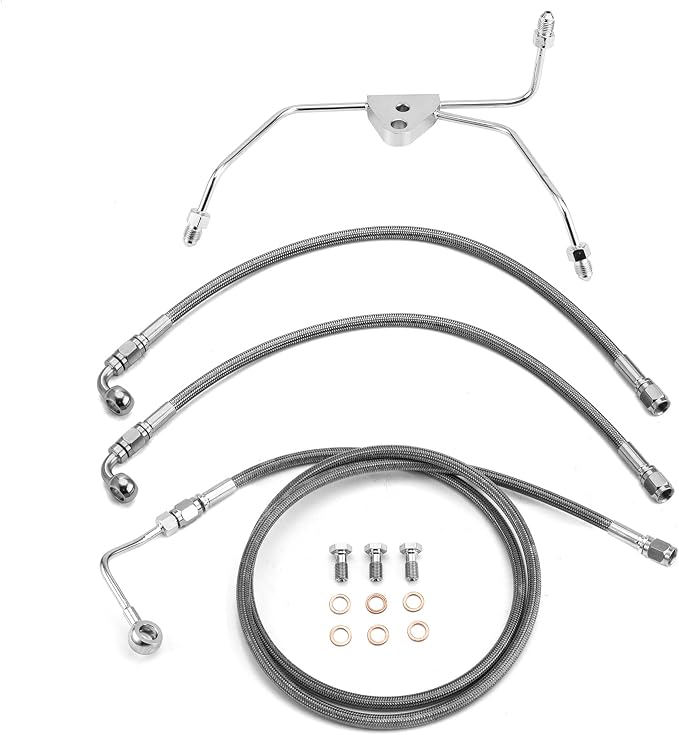 Mofun 76.7" Extended Length ABS Hydraulic Front Brake Line Compatible with Harley Touring Street Glide Electra Road Glide Road King 2009-2013, Black