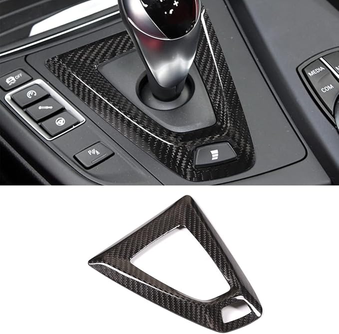 Fit for BMW F80 F82 M3 M4 2014 to 2019 Center Console Gearbox Decorative Panel Frame, Real Carbon Fiber Interior Accessories Gear Lever Panel Base Cover (LHD - Black Carbon)
