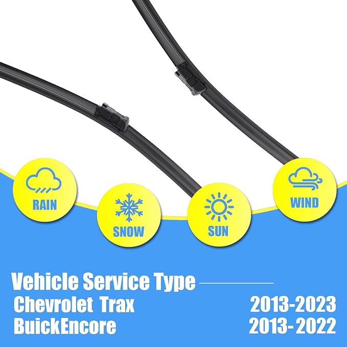 Gavimnal® 26"+14"+10" Silicone Wiper Blades Replacement For Chevrolet Trax 2013-2023,All-Season Front Rear Windshield Wiper Blades(Set of 3)