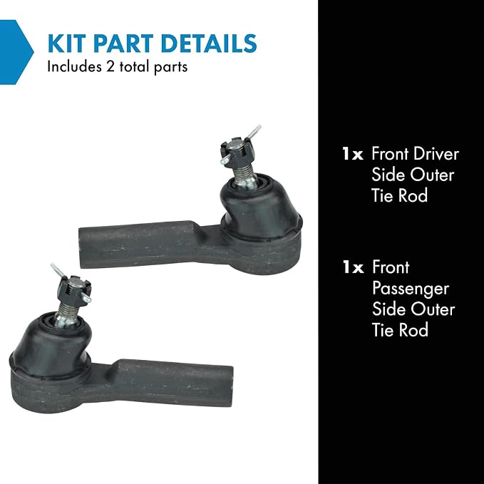 TRQ Front Outer Tie Rod Set 2 Piece Compatible with 2004-2007 Ford Freestar 04-07 Mercury Monterey 1986-1995 Ford Taurus 86-95 Mercury Sable 88-94 Lincoln Continental