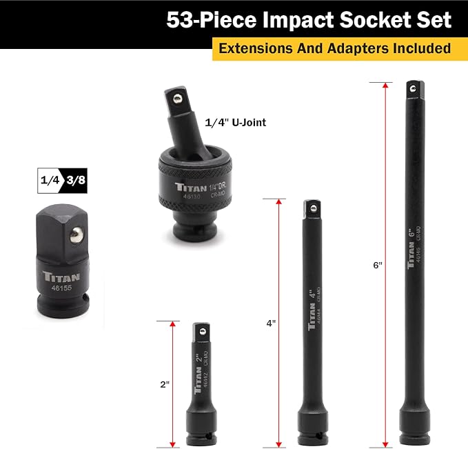 Titan 46053 1/4-Inch Drive SAE & Metric Impact Socket Set