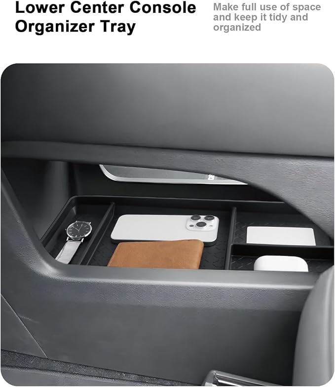 Organizer Set For 2022-2025 Nissan Pathfinder - 3 Pcs Armrest Box Storage Tray + Lower Center Console Organizer Tray + 9-Inch Behind Screen Organizer For 2022-2025 Pathfinder(SL/Platinum) Accessories