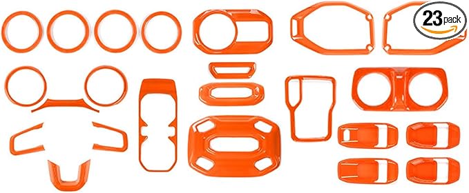 RT-TCZ for Wrangler JL Orange Interior Trim Kit for Jeep Wrangler JL JLU 2018-2023 for Gladiator JT 2020-2023 Orange Interior Accessories 23pcs