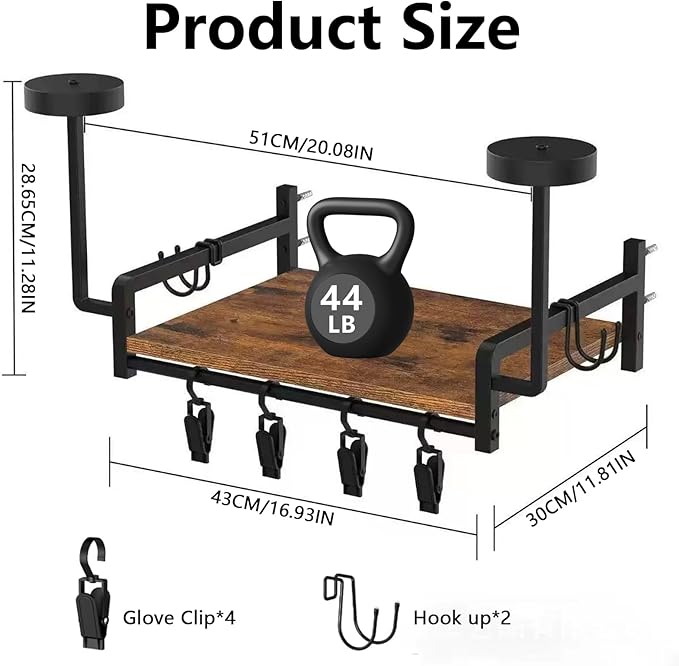 Helmet Rack Wall Mount,Solid Wood Motorcycle Helmet Rack with 4 Hooks & 4 Clips,Universal Wall Mount for Helmets, Gear, Clothes,Motorcycle Accessories