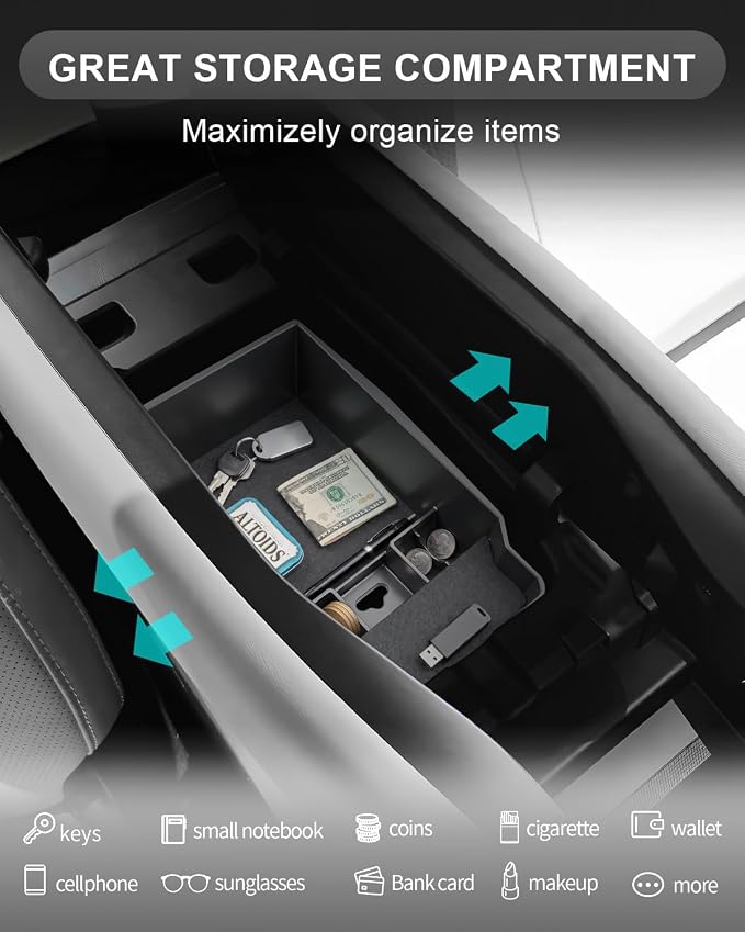 CDEFG for 2026 Mazda CX5 Center Console Organizer Tray 2026 CX-5 Accessory | for 2026 Mazda CX-5 (S/Select/Preferred/Premium/Premium Plus) Accessories Middle Console Armrest Storage Box Coin Holder