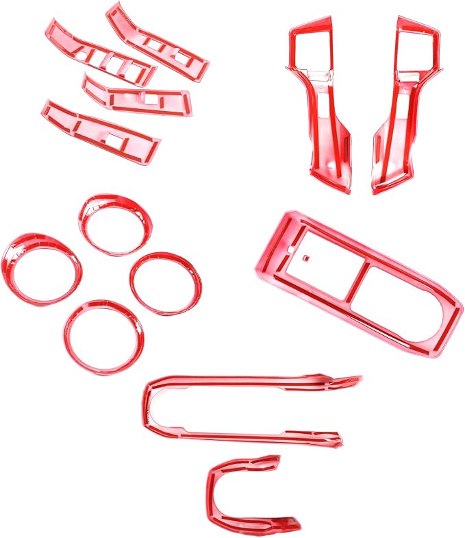 Lcojicep 14PCS Full Set Interior Decoration Trim Kit Compatible with Toyot@ Tacoma 2016-2022 Central Control Dashboard Frame Cover Shift Knob Cover Air Vent Trim Cover Window Button Cover (Sport Red)