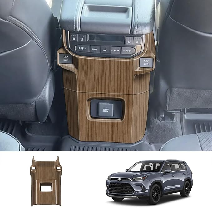 Rear Air Condition Vent Outlet Rear Defense Kick Outlet Compatible with Toyota Grand Highlander 2024 2025 2026 Fit for 2024-2026 Grand Highlander ABS Accessories(Wood Grain)