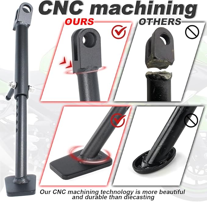 Xitomer 0-3 inch Motorcycle Adjustable Kickstand Fit for 2026 Ninja 500 NINJA e-1 ABS/Z e-1 ABS/Ninja 500 Z500 2024-2026 / Ninja 400 Ex400 2018-2024, Motorcycle Adjustable Side Stand