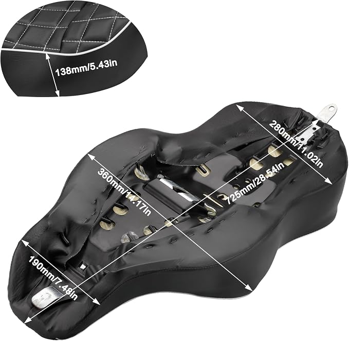 LKV Motorcycle 2-Up Driver Passenger Seats Front Driver Rear Cushion Pad Compatible with Harley Sportster Iron 883 1200 XL XR 2004-2023, Diamond