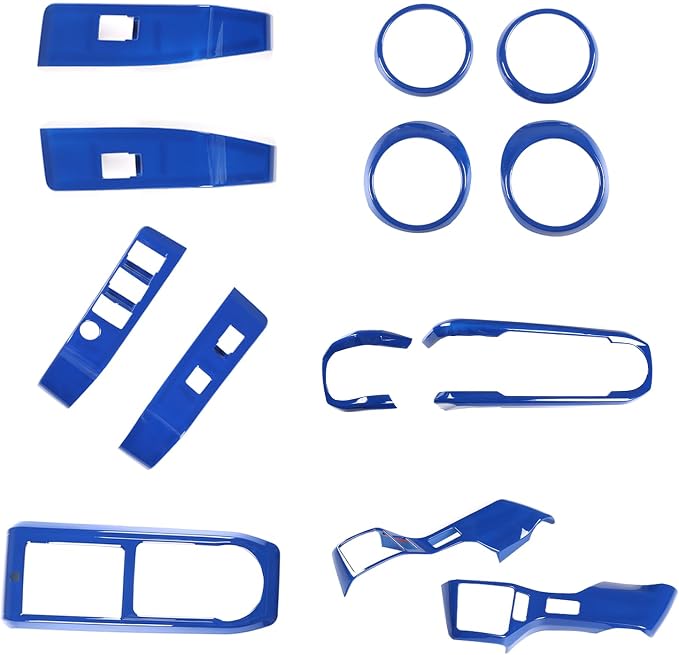 Lcojicep 14PCS Full Set Interior Decoration Trim Kit Compatible with Toyot@ Tacoma 2016-2022 Central Control Dashboard Frame Cover Shift Knob Cover Air Vent Trim Cover Window Button Cover (Deep Blue)
