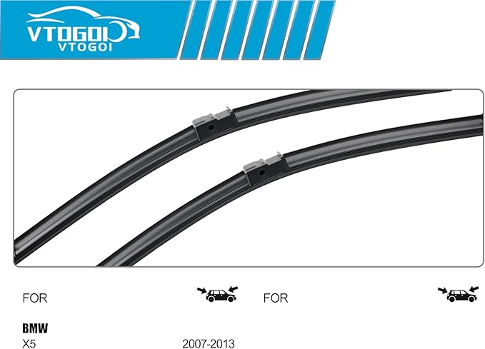 OEM Windshield Wiper Blades Replacement for BMW X5 2007 2008 2009 2010 2011 2012 2013, All Weather Original Factory Quality Front & Rear Wipers Set 24"+20"+15" (Pack of 3)
