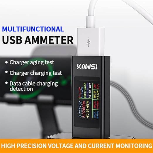 Diymore USB Tester USB Power Meter,USB Cable Tester USB Tester Power Meter,USB Voltage and Current Tester Meter,Power Bank Capacity,Working Time Ammeter Voltmeter USB Cable Charger Detector