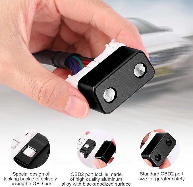 OBD Lock OBD2 Port Locking Tool, Metal OBD Port Protector for Cars, SUV, Trucks, OBD-II Anti Theft Protector Antitheft Accessories（Black）