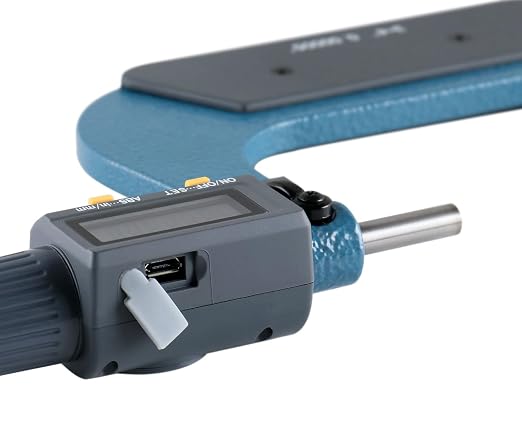 Accusize Industrial Tools 3-4''/75-100 mm by 0.00005''/0.001 mm 2 Key Electronic Digital Outside Micrometer, mm/Inch, Metric/Imperial, Md71-0004 | 2-Key Electronic Digital, Carbide-Tipped, Data Output, 0.00005 in Resolution