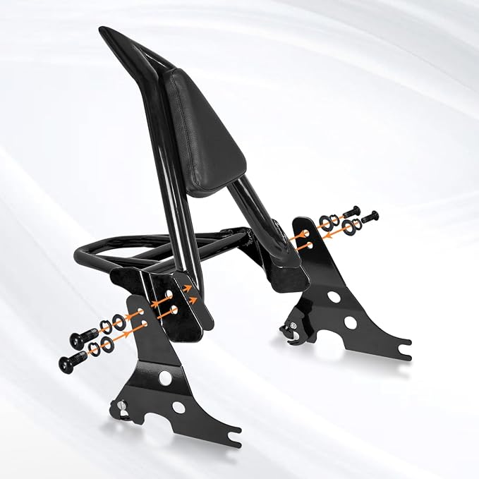 AUFER Motorcycle Detachable Rear Passenger Backrest Sissy Bar With Luggage Rack Rotary Docking Latches Clips Compatible With For 2004-Up Harley Sportster XL 883 1200 Super Low Forty Eight Seventy Two