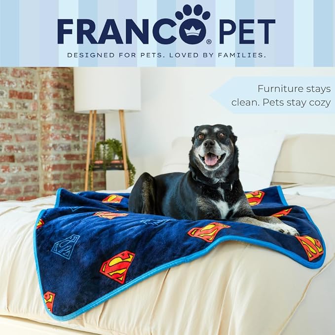 Superman DC Comics Waterproof Dog Bed Cover, XL 60x80 Pet Blanket for Furniture Bed Couch Sofa, (Officially Licensed) by Franco