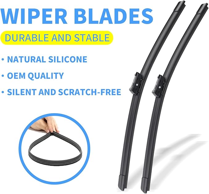 Gavimnal® 26"+22"+12" Silicone Wiper Blades Replacement For Volkswagen Atlas 2018-2025,All-Season Front Rear Windshield Wiper Blades(Set of 3)