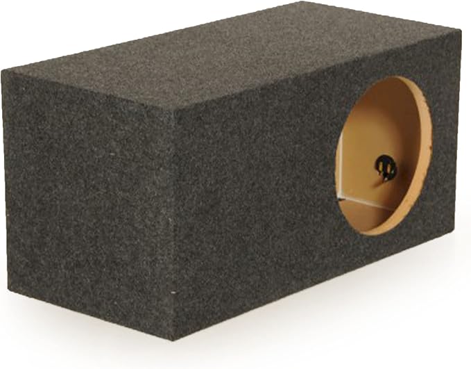 QPower 15 Inch Heavy Duty Single Vented Carpet Covered Durable Car Audio Extra Large Vehicle Subwoofer Enclosure Woofer Box, Charcoal Gray