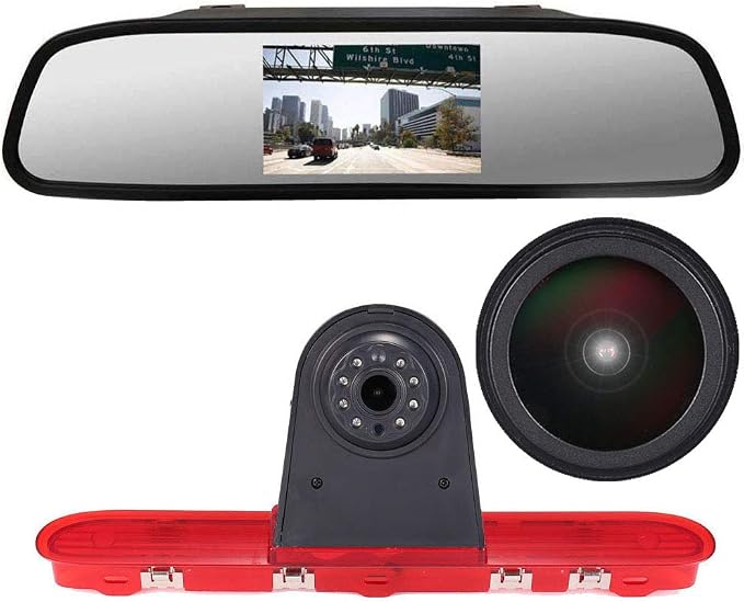 Super HD 1280x720 Pixel 3rd Brake Light Reversing car Camera Brake lamp Parking Replacement for Citroen Dispatch Toyota Proace Peugeot Expert Traveller Van 3 Transporter from 2016+4.3" Reverse Screen