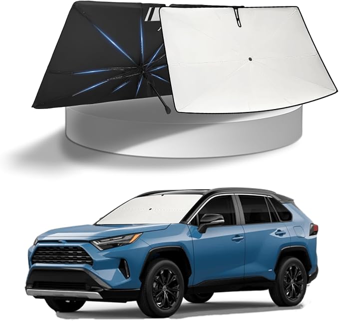 KUST Sun Shade Umbrella for Toyota RAV4 2019-2025 2026 | Custom Fit Windshield Sunshade | Foldable Sunshade with Bendable Handle | Blocks Heat & UV Rays Keep Car Cool Sunshield