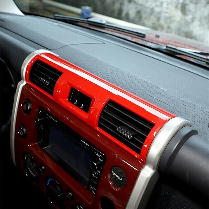 ABS Red Central Control Air Outlet Decorative Frame Cover Trim Fit forToyot-a FJ Cruiser 2007-2021 Car Dashboard Air Vent Molding Strip Cover