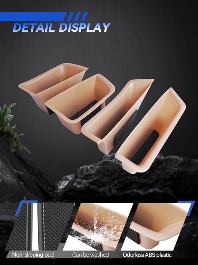 for Macan Door Side Storage Boxes 2015-2025 2026 Porsche Macan S/T/GTS Accessories Front & Rear Door Pocket Organizer Tray Set with Anti-Rattle Liners 4PCS(Not for 2024+ Macan EV)