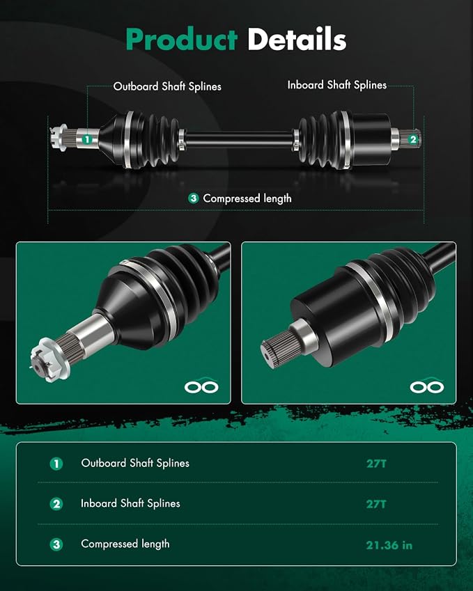 SCITOO 2502-349 1502-955 2502-349 1502-955 Rear Left Right CV Axle for Arctic Cat for Textron Off Road Wildcat Trail 700