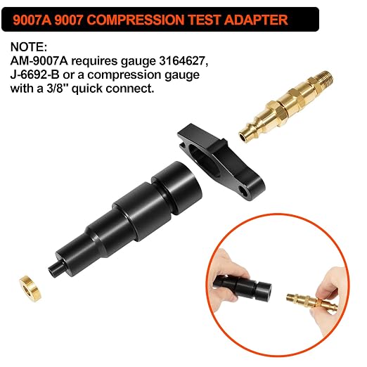 YMT 9007A 9007 Compression Test Adapter Compatible with J-6692-B Compression Test Gauge, Fit for 24V Cummins 1998-1/2 to Current 5.9 6.7 Liter Diesel