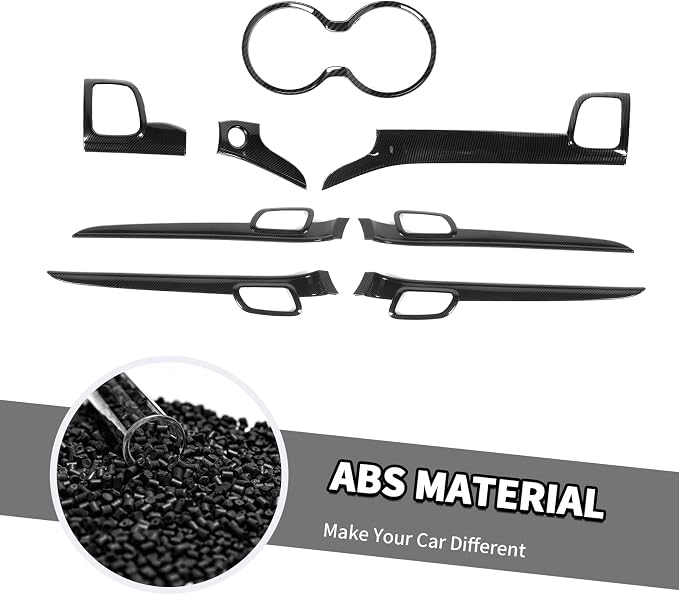 Jimen Fit for Jeep Grand Cherokee 2014-2020, 8PCS Carbon Fiber Interior Kits - Center Console Dash Panel, Inner Door Handle Trim, Front Cup Holder Cover