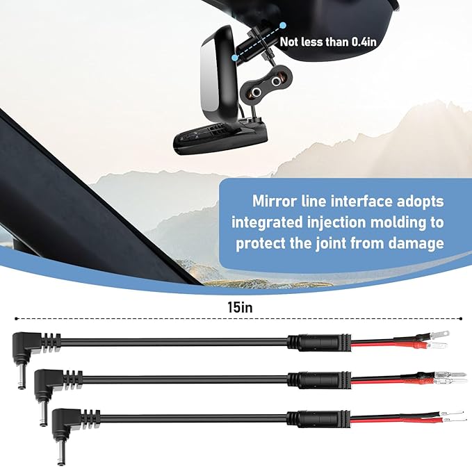 SDSACZMU Radar Detector Mount,Rearview Mirror Rod Radar Mounting Bracket+Rearview Mirror Hard Wire Power Cord kit16,with Inline Fuse (for Cobra Radar Detector)