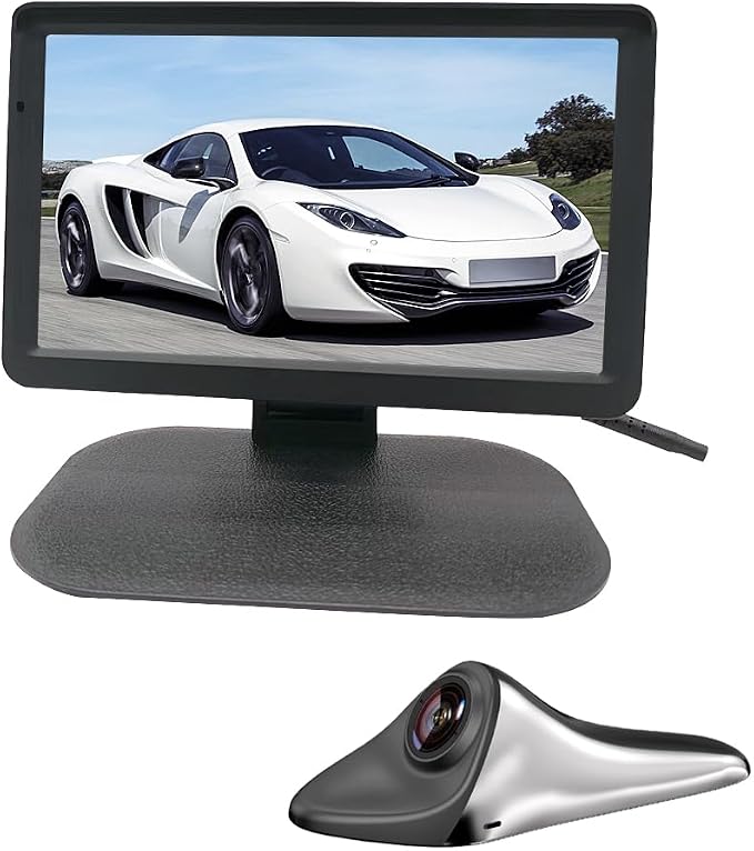 Side View Camera 7 inch HD Surveillance System, IP68 Waterproof Blind spot Camera with HD LCD Screen Parking Assistance System, Silver