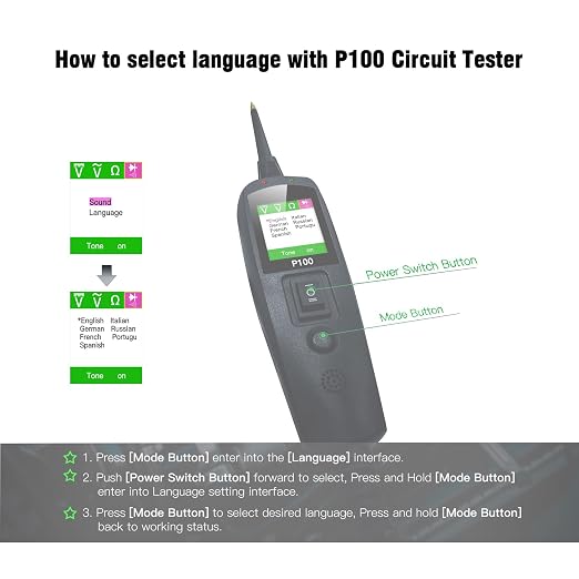TopDiag P100 Automotive Circuit Tester 12V 24V Tester, Car Electrical Test Tool Kit AC DC Digital Voltage Tester, Auto Diagnostic Kit (P100 10M)