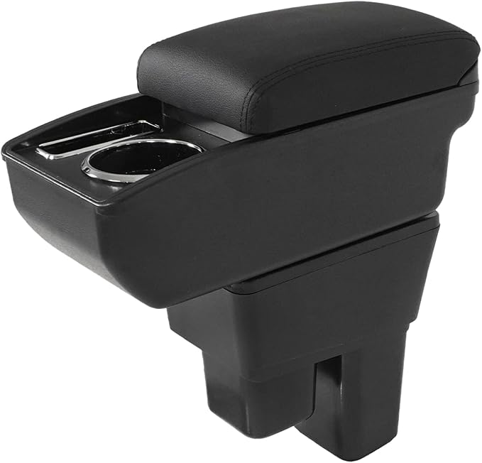 Car Armrest Box Compatible with Honda Fit Jazz Hatchback 2009-2013 Accessories Storage Center Console Double Layer Armrest Organizer Box with Cup Holder Black Stitching