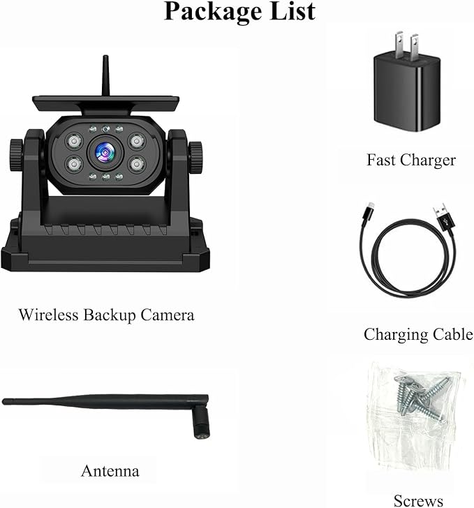 VOONOA Magnetic Wireless Backup Camera, Add-on or Replacement Camera for VOONOA VN003 Only, 9600mAh Rechargeable Battery Solar Back up Camera for Car RV Truck Trailer