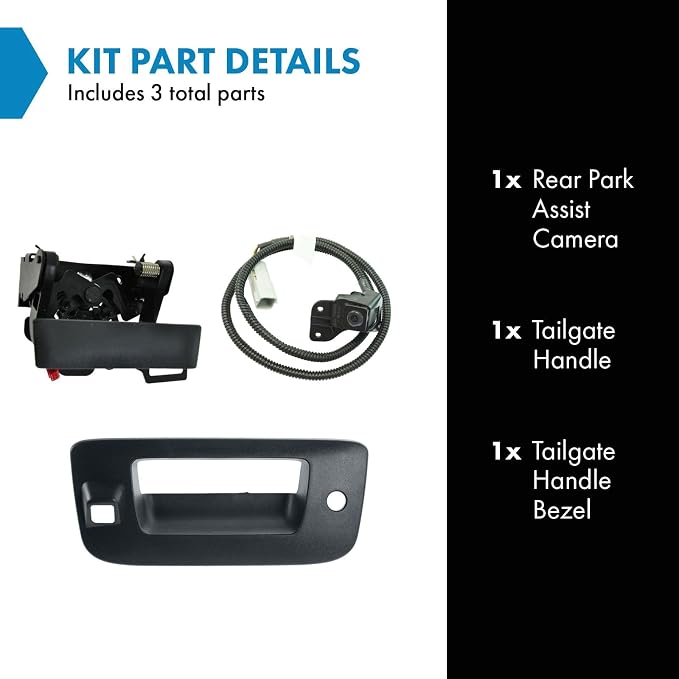 TRQ Rear View Camera Kit Black Compatible with 2009-2010 Chevrolet Silverado 2500 HD Silverado 3500 HD GMC Sierra 2500 HD Sierra 3500 HD GM1960101