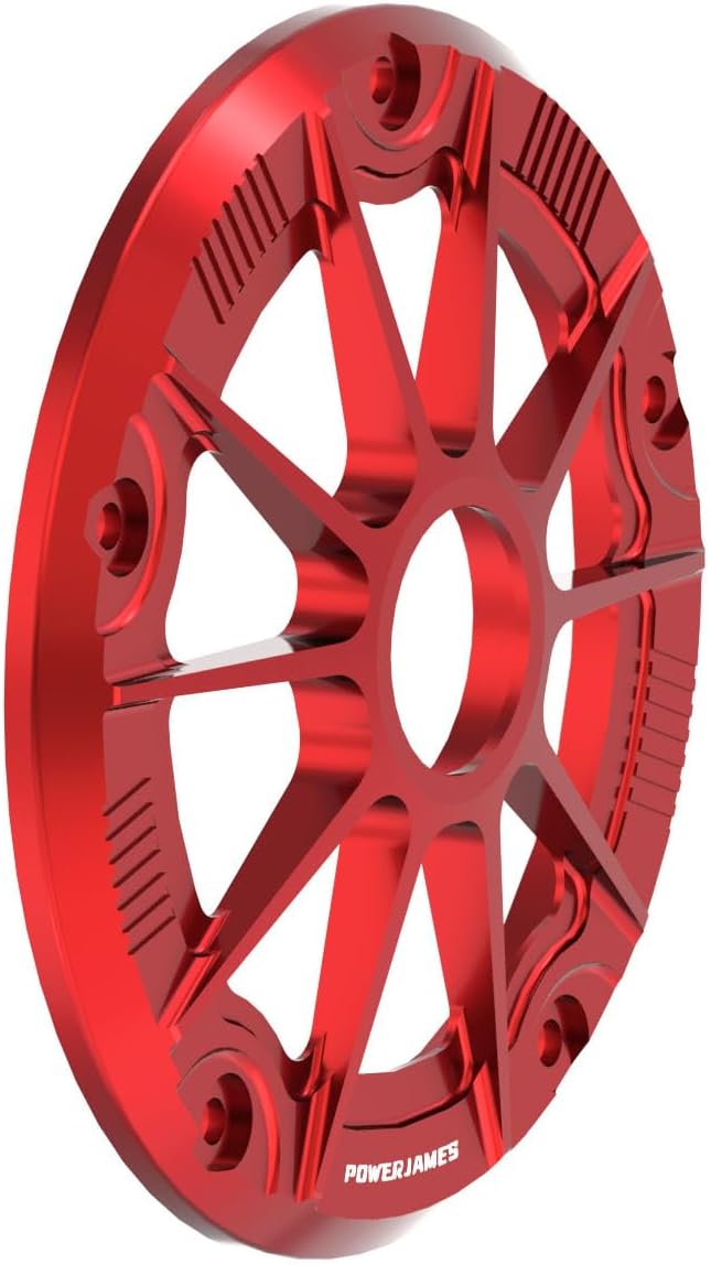 POWER JAMES Red Aluminum Visible Primary Cover Clutch Derby Cover with PC Arcylic Fits for Harley Davidson 2018 Sport Glide and 2019-2024 FL FX Softail Models (Red)