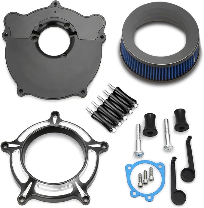 For harley davidson air cleaner filter sportster Touring street glide road king electra Dyna Softail motorcycle air intake (Black- Blue filter, B-For Softail/Dyna 1993-2015)