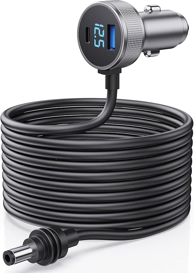 Starlink Mini Cable, 3 in 1 Starlink Mini Car Charger DC Power Cable+ Cigarette Lighter Adapter 12V-48V with Digital Display, Durable USB C PD 40W and USB A 35W Ports for Trucks and Cars (16.4FT)