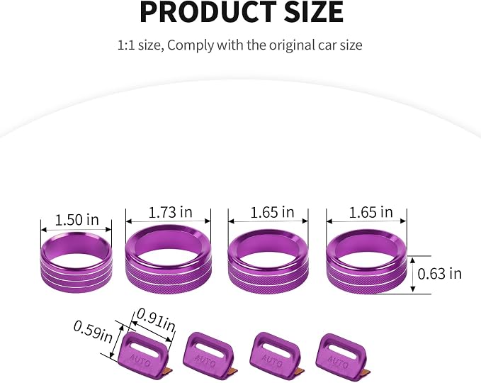 JeCar JL Switch Button Covers Window Control Air Conditioner Headlight Volume Radio Knob Trims Interior Accessories Compatible with Jeep Wrangler JL JLU 2018-2026 & Gladiator JT 2020-2026, Purple