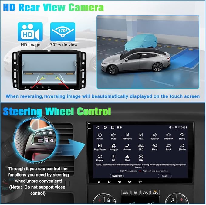 AWESAFE 8" Touch Screen Car Stereo for Chevy Silverado GMC Sierra Yukon, Android Silverado Radio Replacement with Wireless CarPlay & Android Auto, GPS Navigation Bluetooth WiFi SWC Backup Camera