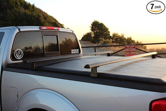 Truck Rack with Two Cross Bars and Four Brackets for Pickup Bed, Universal Aluminum Black Bar Length Adjustable from Min 49” to Max 64” Works with Tonneau Cover that Mounts on Top of Rails